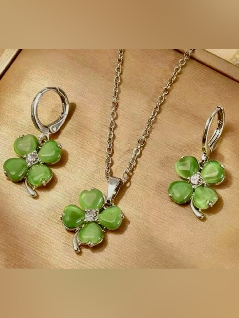 Green Four-Leaf Clover Pendant Necklace and Earring Set
COMING SOON!